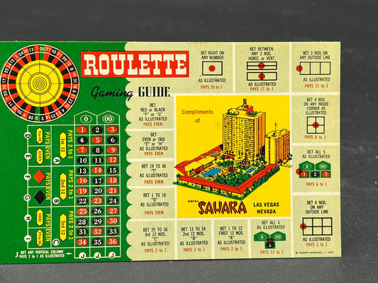 Sahara Hotel Rules for Roulette