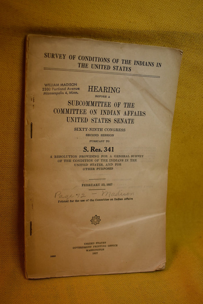 Survey of Conditions Of The Indians In The United States
