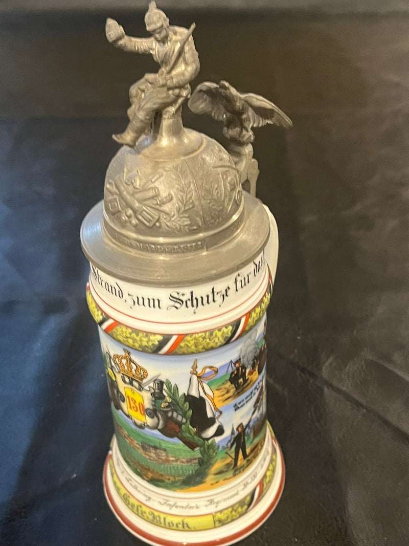 German Infantry Military Beer Stein - 130th