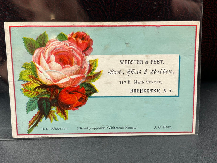 Webster and Peet advertising Card