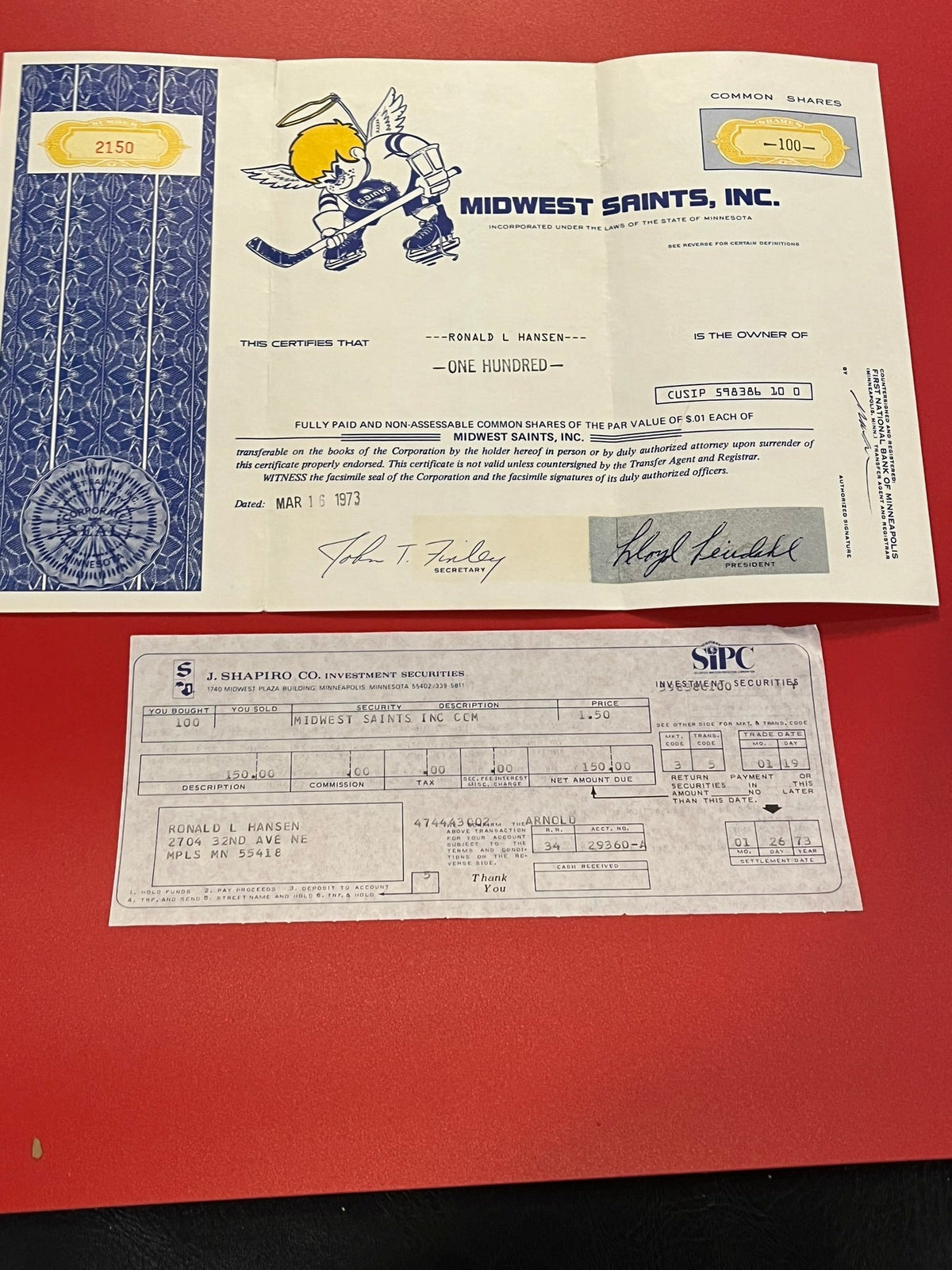 Midwest Saints Stock Share