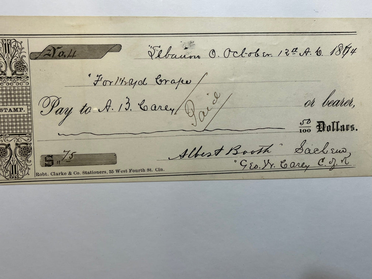 1974 Check for 50c for Grapes