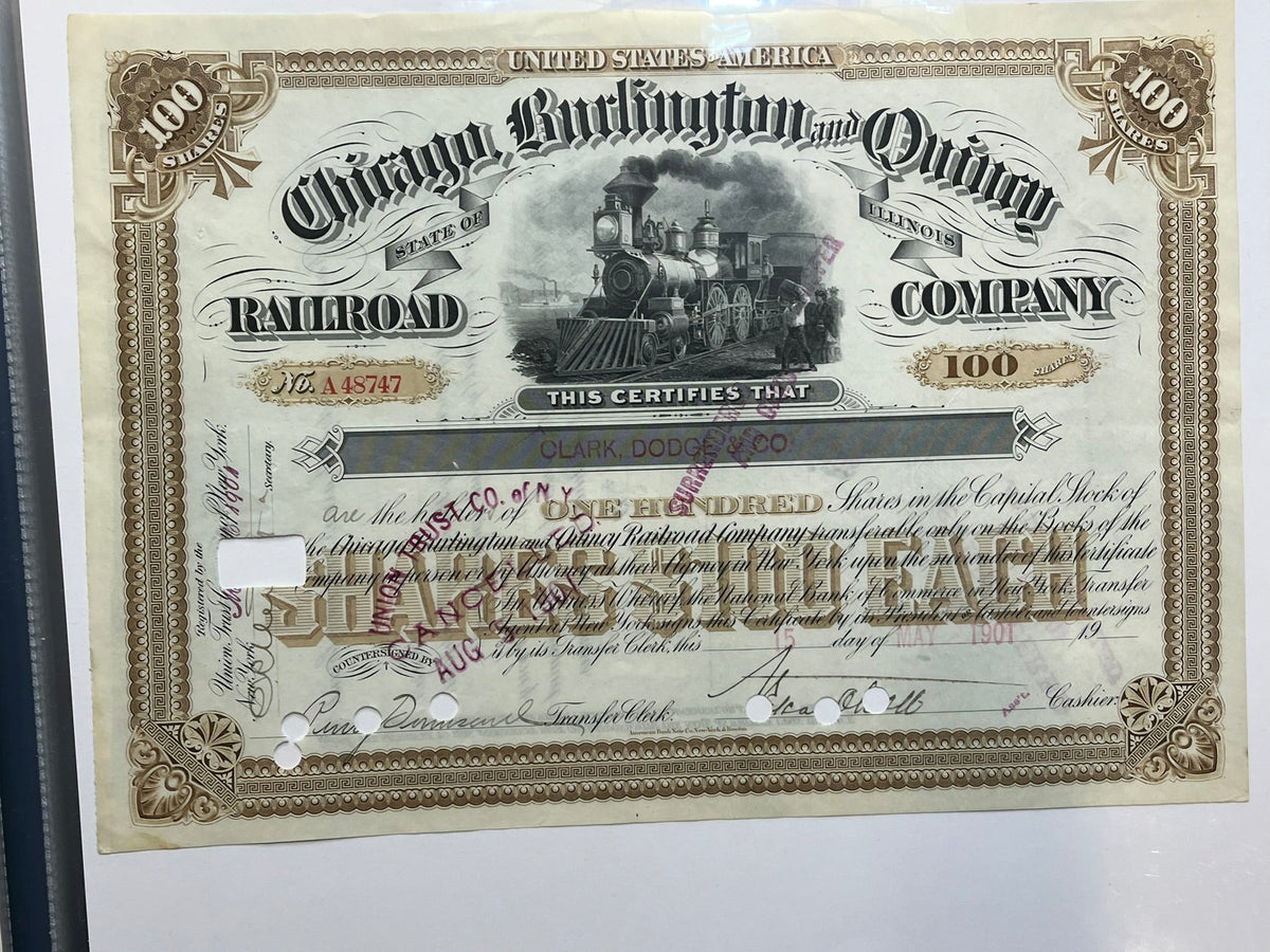 Chicago Burlington and  Quincy Stock Certificate
