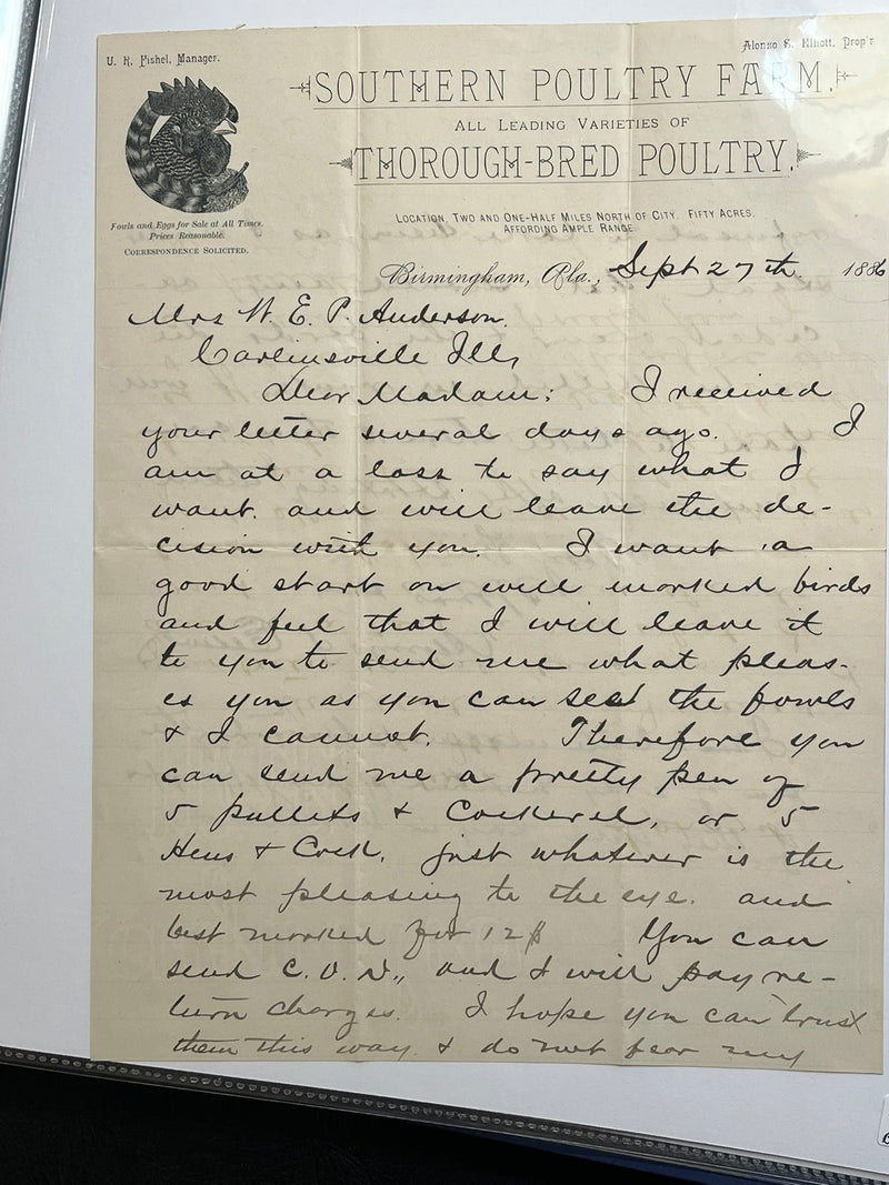 Southern Poultry Farm Letter. 1886 – History Bound