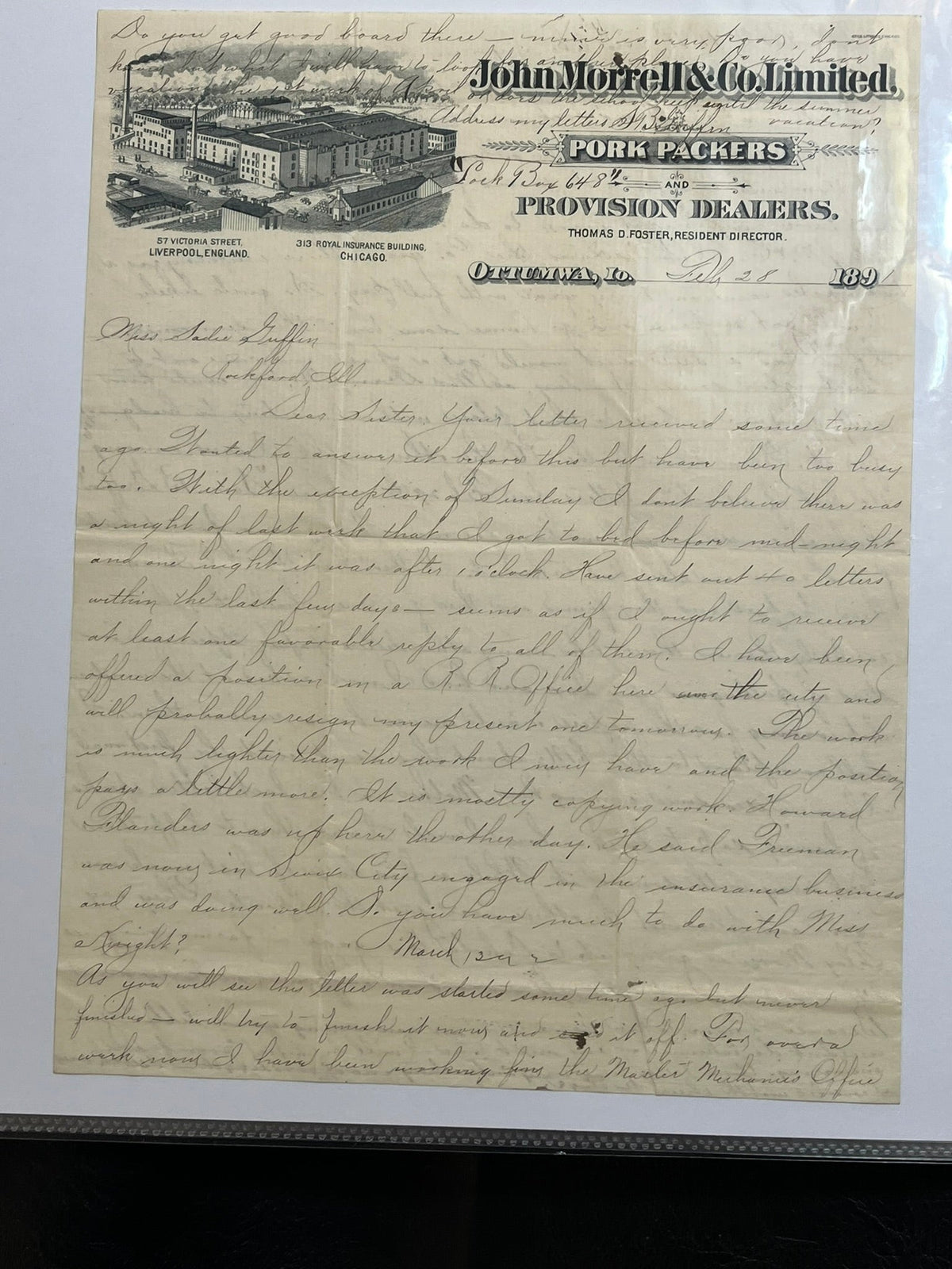 John Morrell & Co. Pork Packers Letter.