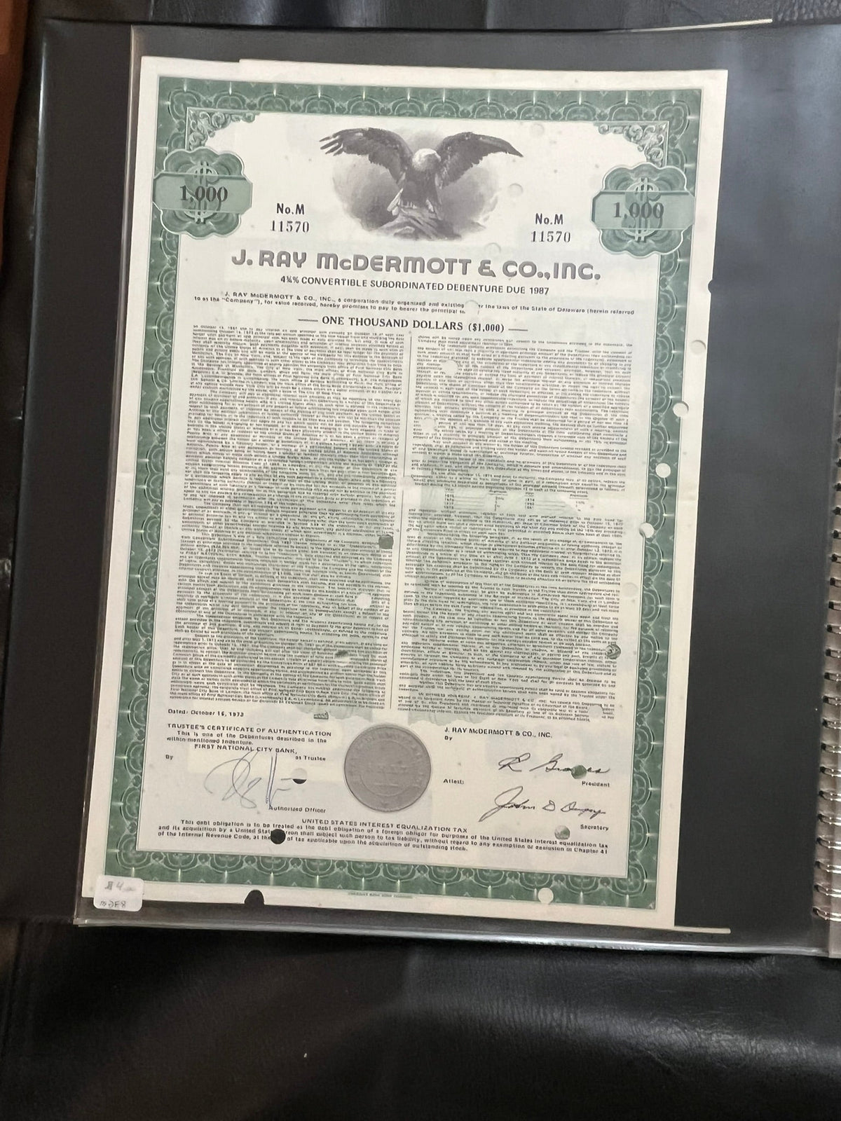 J. Ray McDermott & Co. Debenture