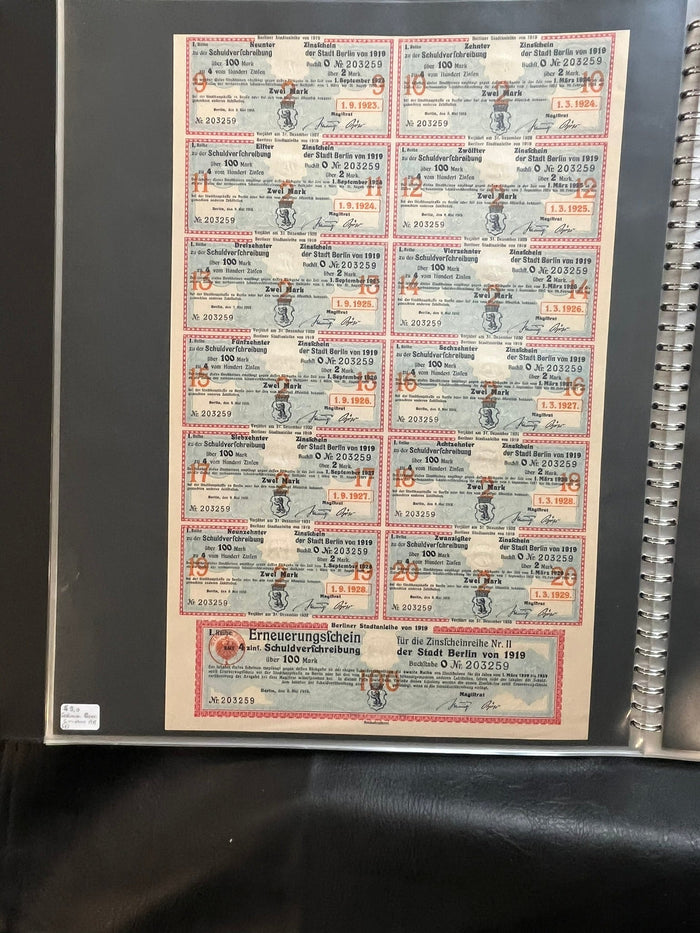 1918 German City of Berlin Bond