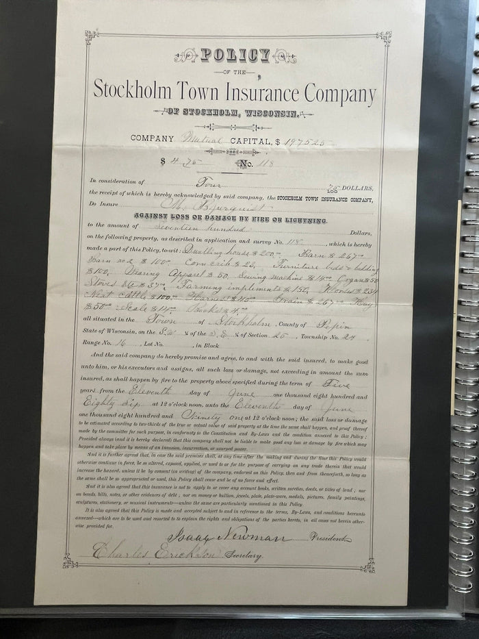 Stockholm Town Insurance Company Insurance Policy