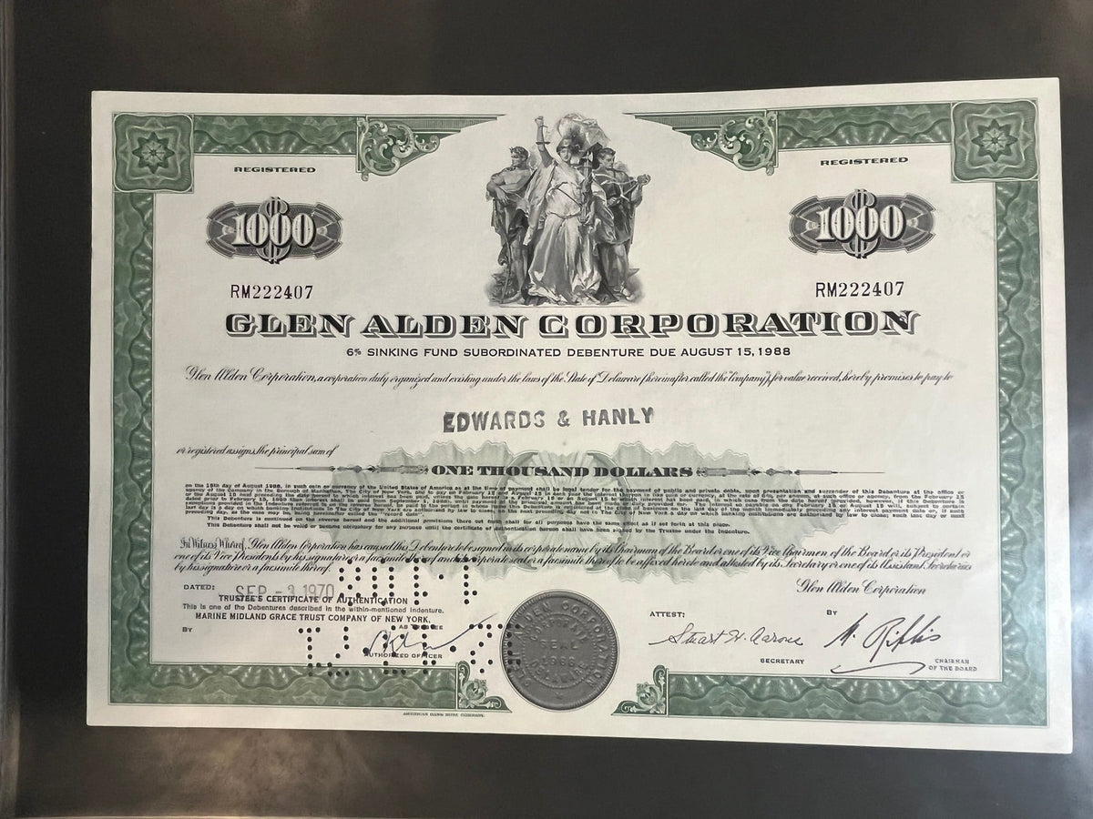 Glen Alden Corporation Debenture