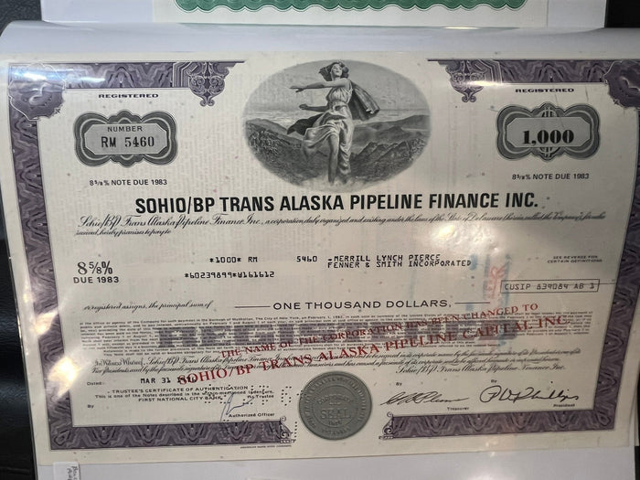 Sohio/BP Trans Alaska Pipeline Finance Company  8 5/8% note
