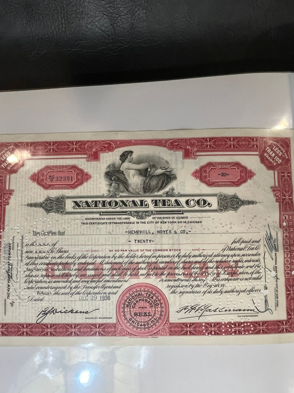 National Tea Co. Stock Certificate