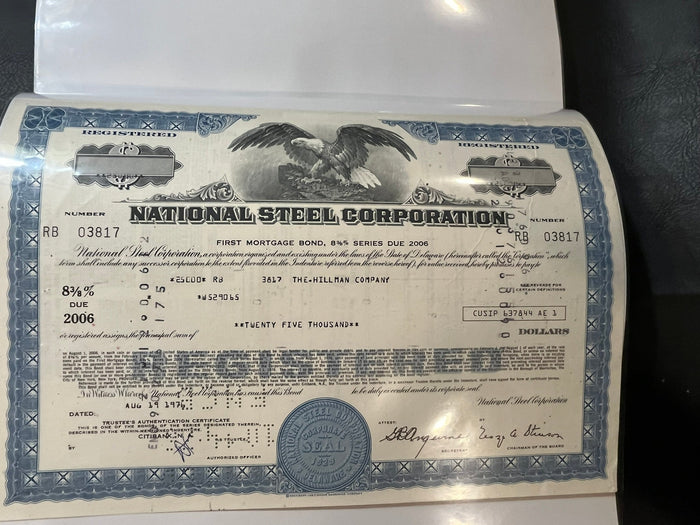 National Steel Corporation 1st Mortgage 8 3/8% Bond