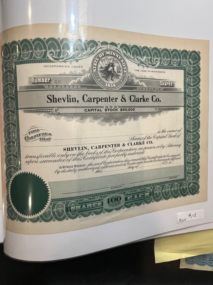 Shevlin, Carpenter & Clarke Capital Stock Certificate