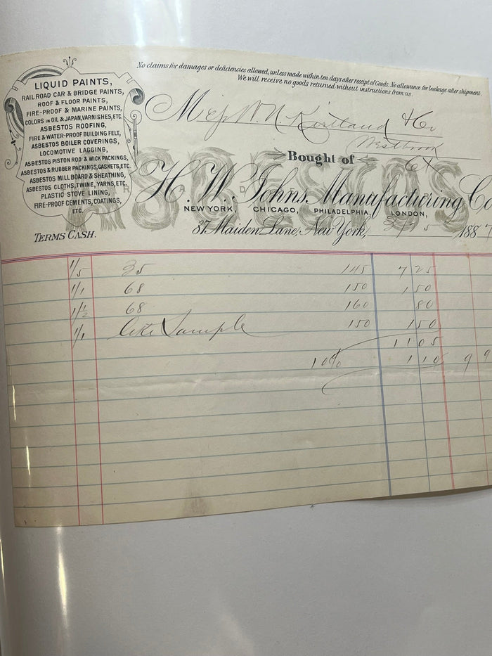 H.W. Johns Manufacturing Invoice