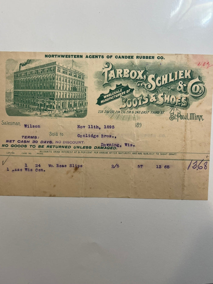 Tarbox Schliek & Co. Invoice