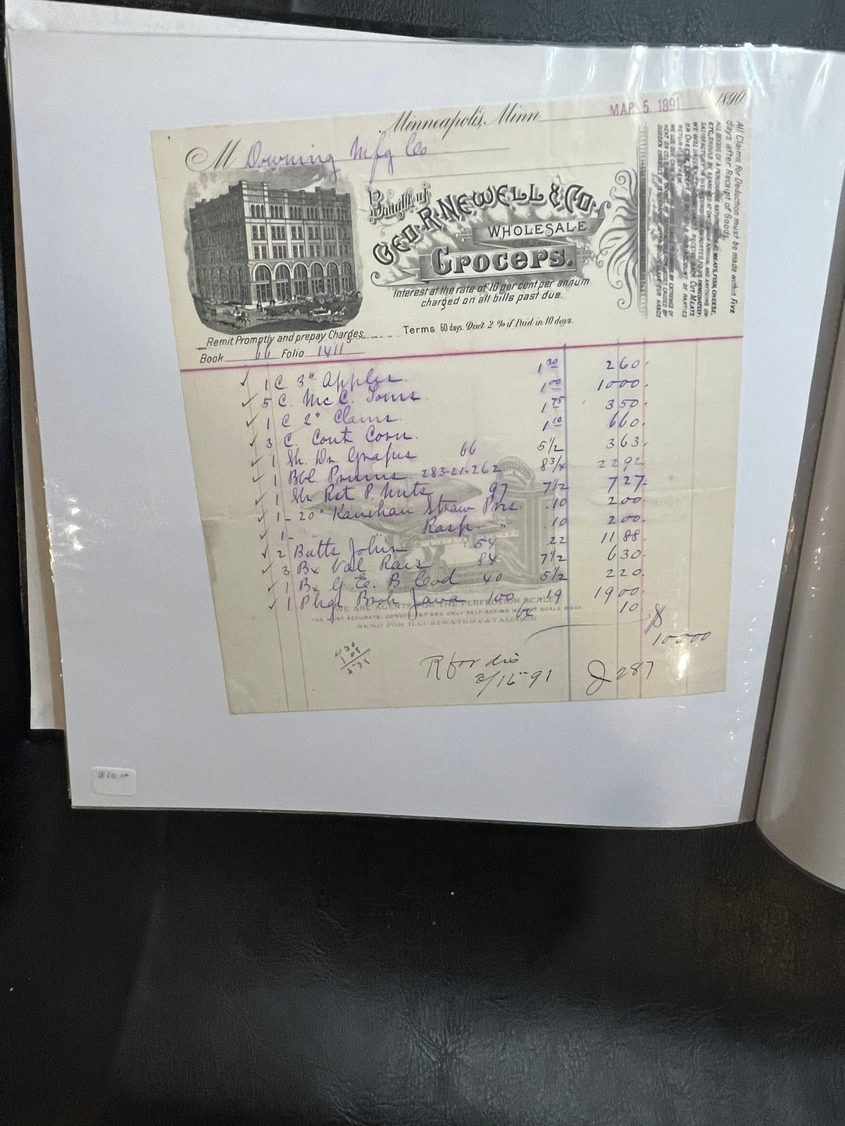 George R. Newell & Co. Invoice