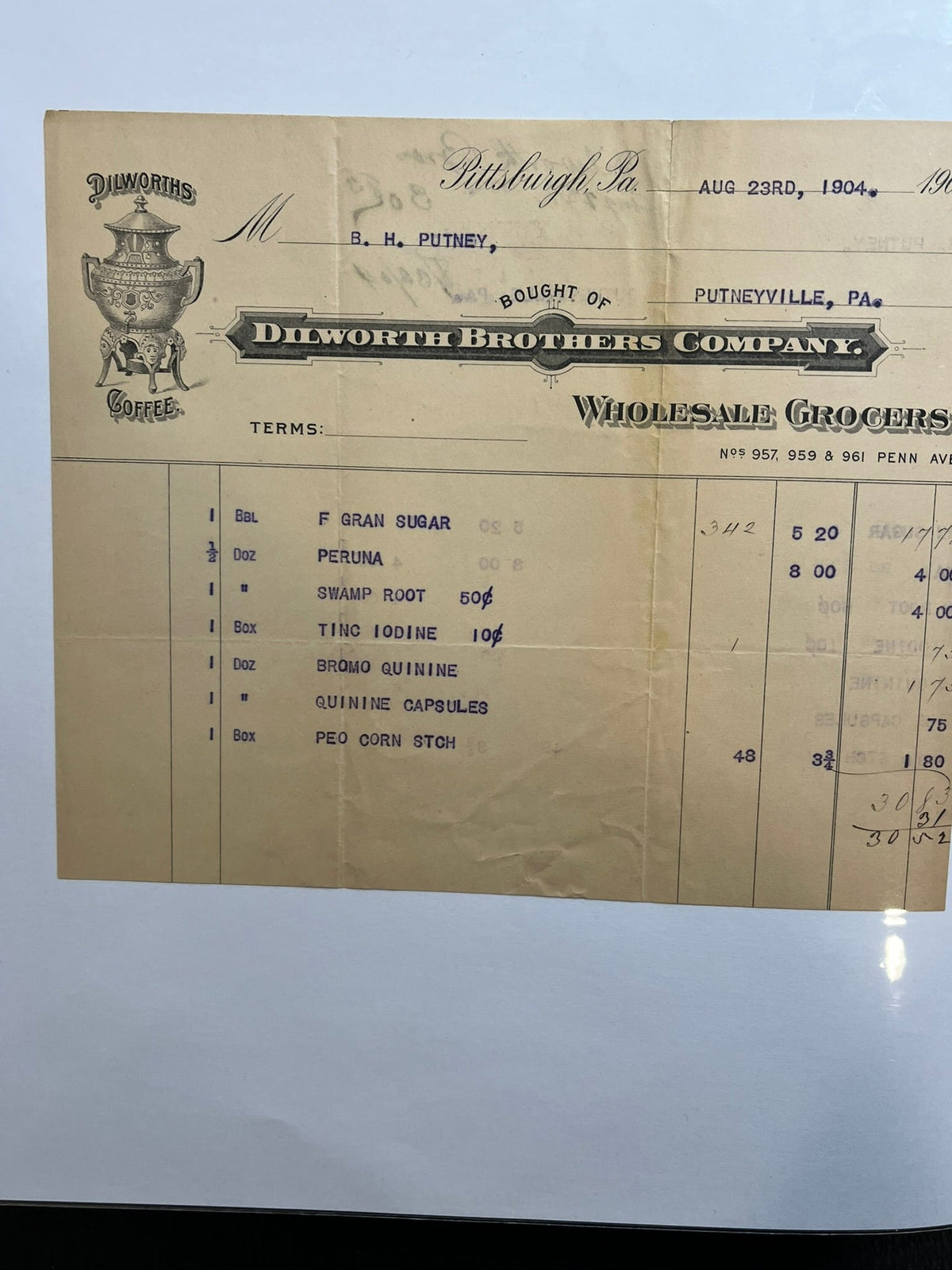 Dilworth Brothers Grocers - Invoice