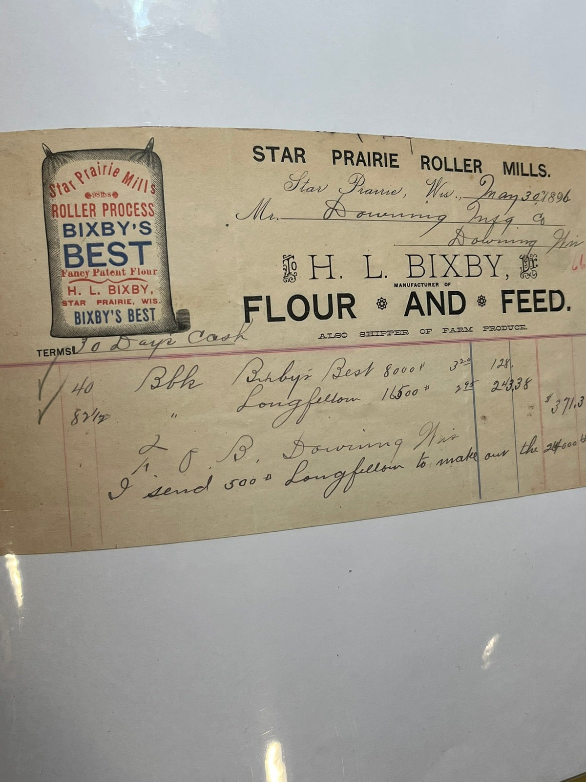 Bixby's Best - Star Prairie Roller Mills invoice