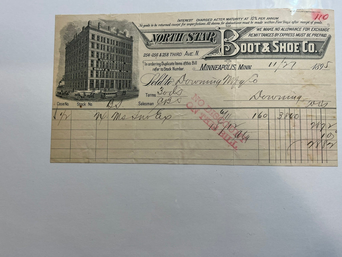 North Star Boot & Shoe Co.  Invoice