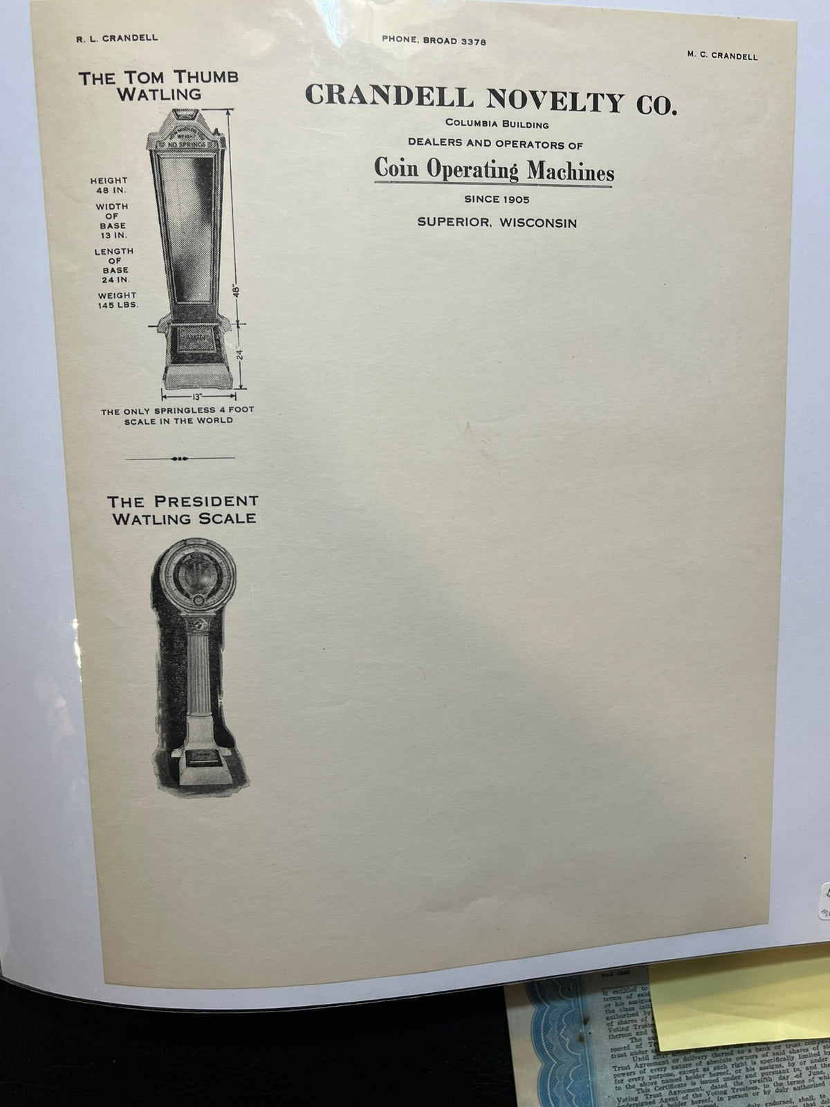 Crandell Novelty Co. Letterhead