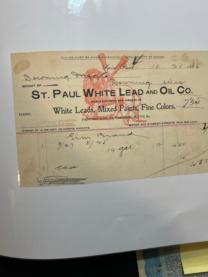 St. Paul White Lead and Oil Co. Invoice