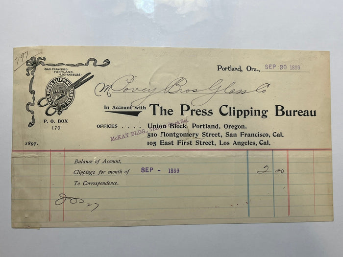 The Press Clipping Bureau  Invoice