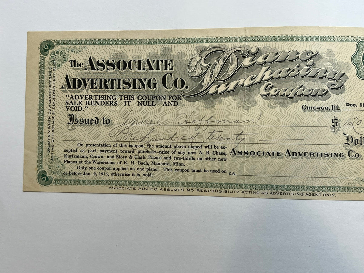 Associate Advertising Co, Piano Purchasing Coupon