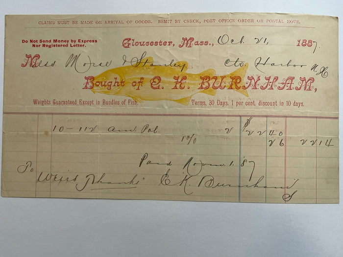 E.K. Burnham Co. Invoice