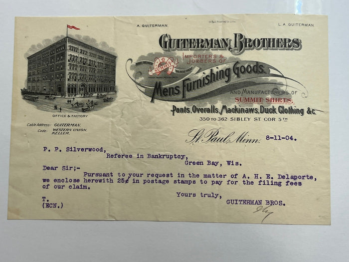 Gutterman Brothers Men's Furnishing Goods Letter