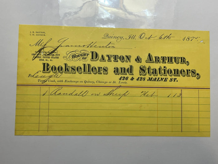 Dayton & Arthur  Booksellers - Receipt