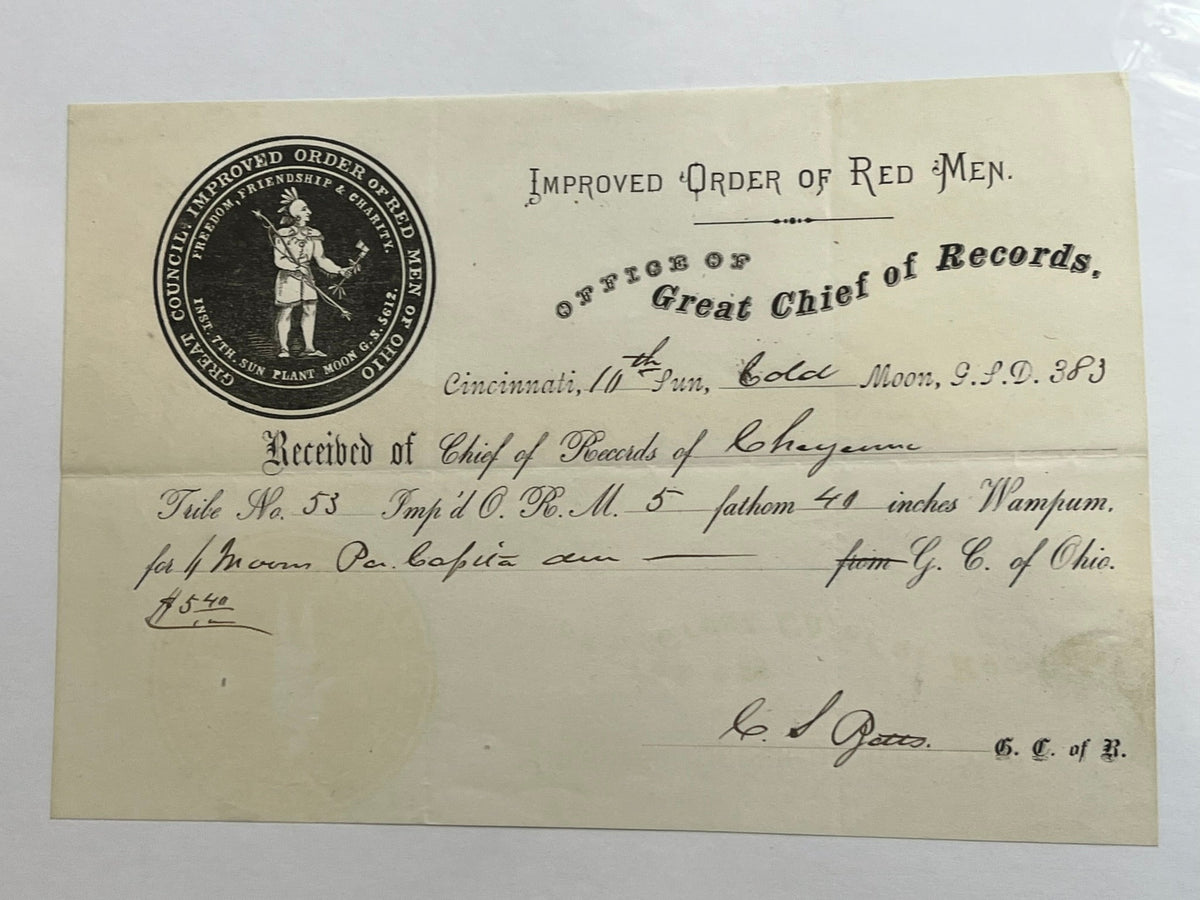 Improved Order of Red Men Receipt