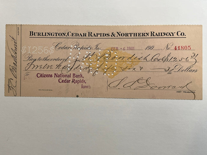 Burlington, Cedar Rapids & Northern Railway Co. Check