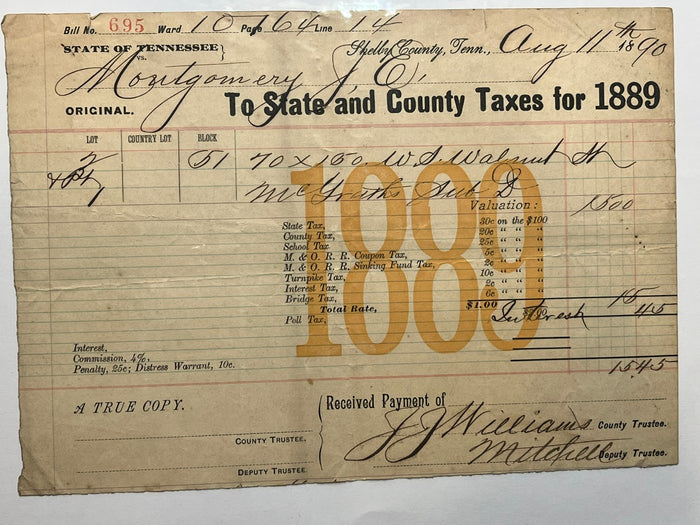 Tennessee State and County Taxes for 1889