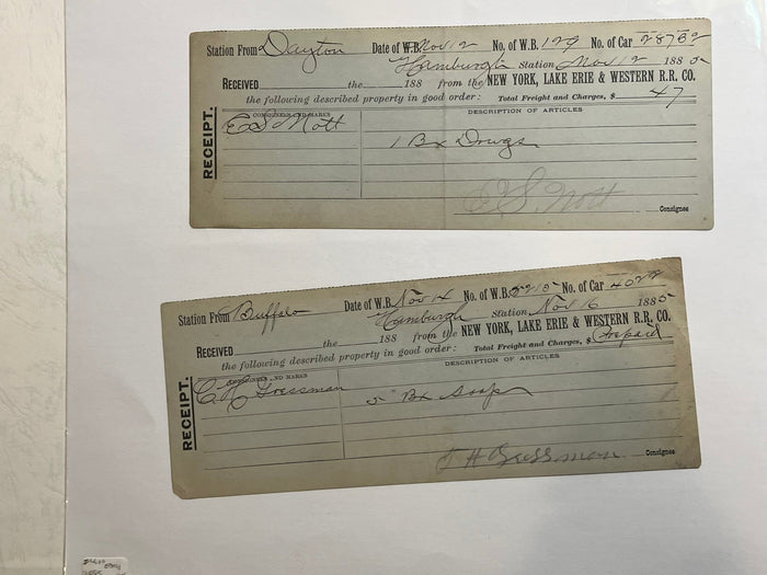 New York, Lake Erie and Western RxR receipts  1880