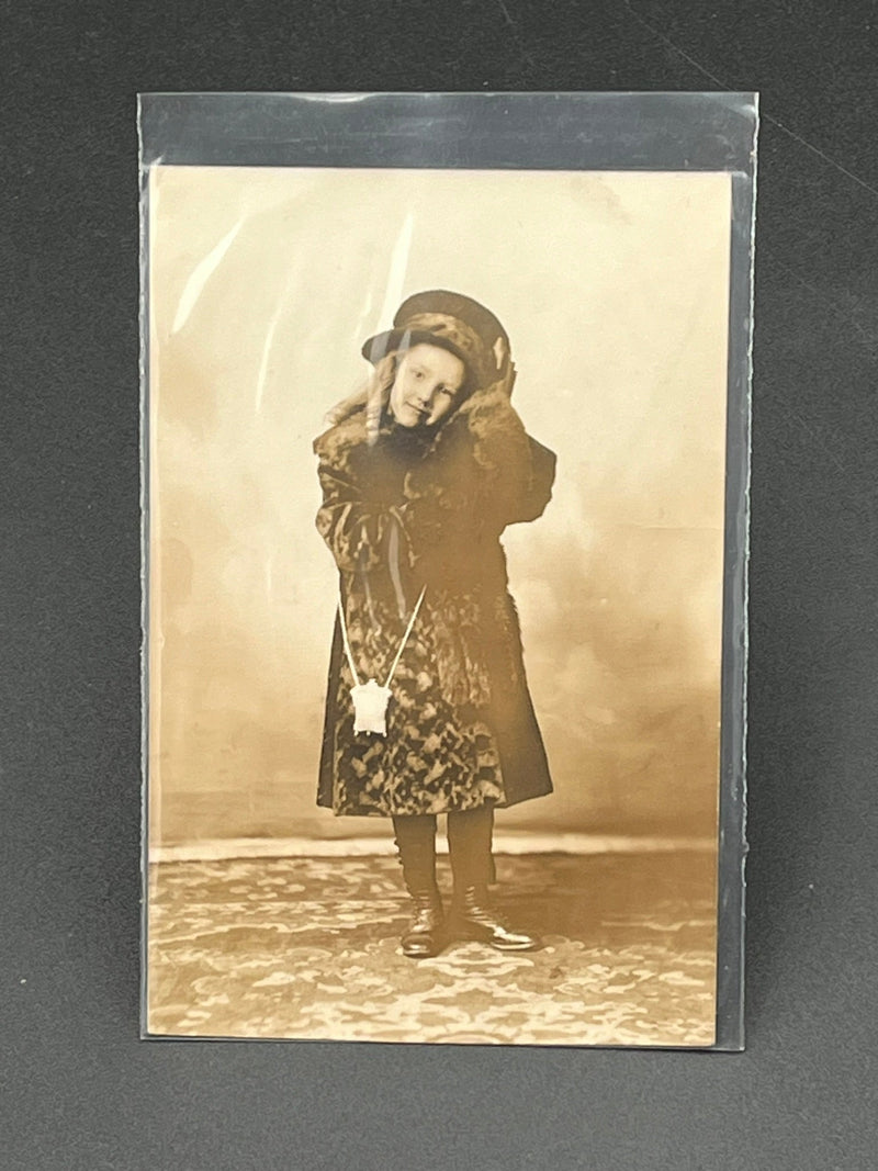 Girl in a Barrel Hat - RPPC