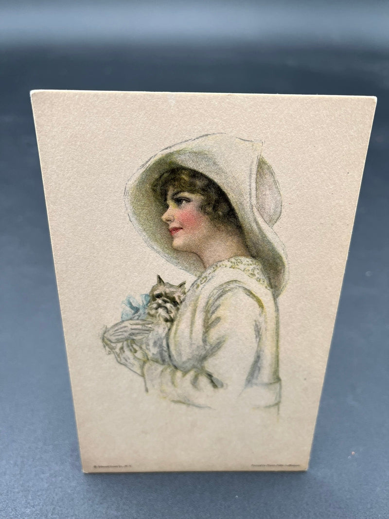 Lady in White with her Schnauser