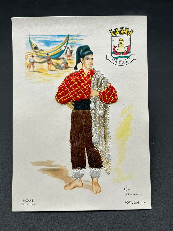 Nazare Portugal Hand Sewn postcard