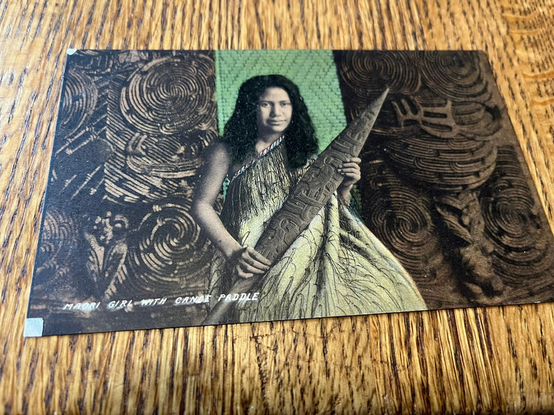 Maori Girl with canoe paddle