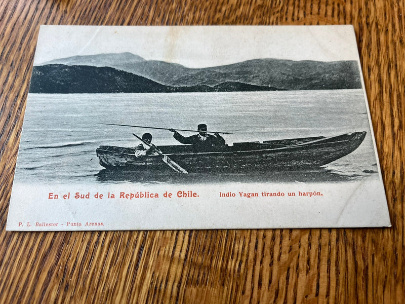Indian Yagan fishing with harpoon - Chile