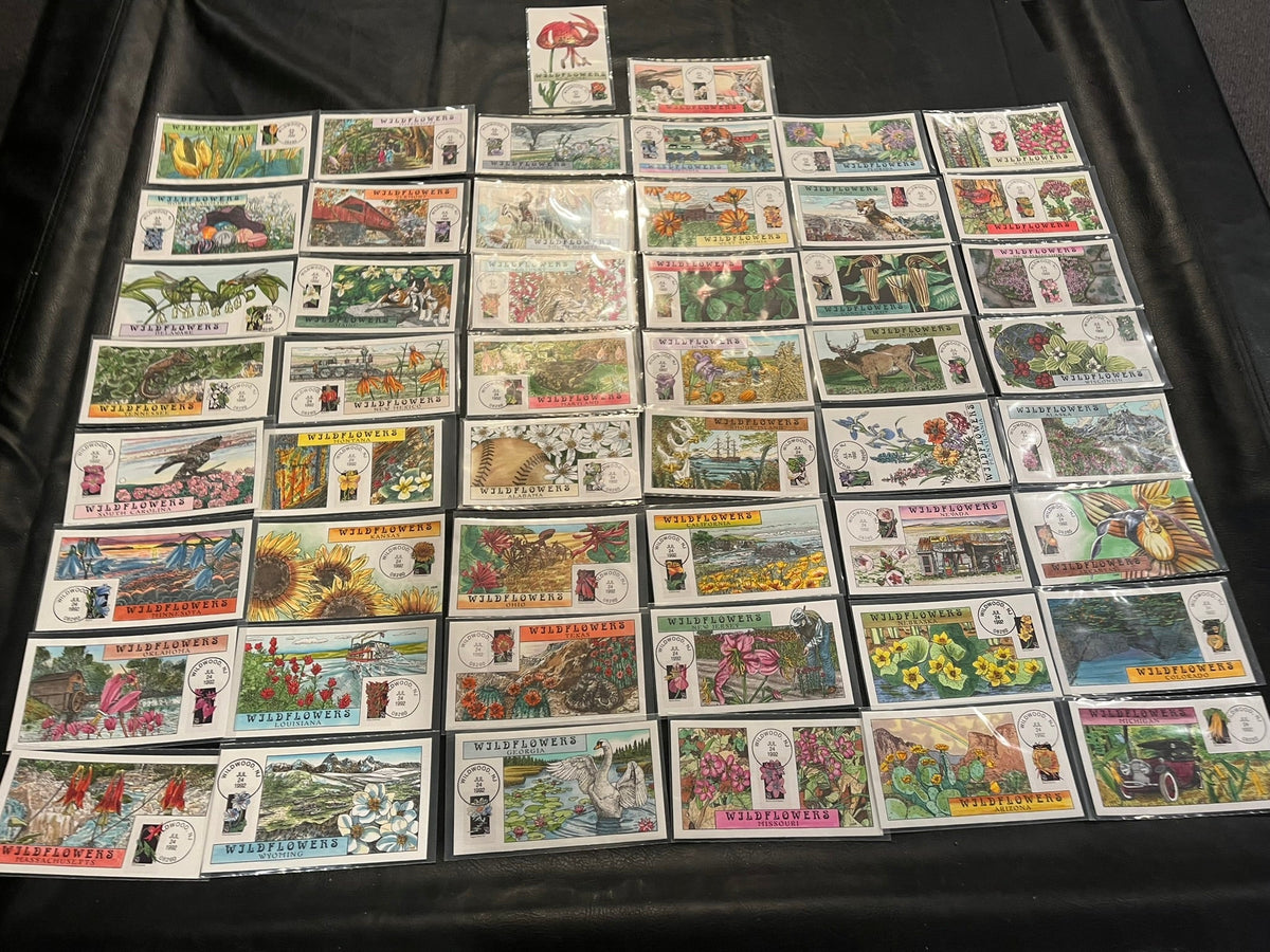 State Wildflower Hand Painted FDC Set.