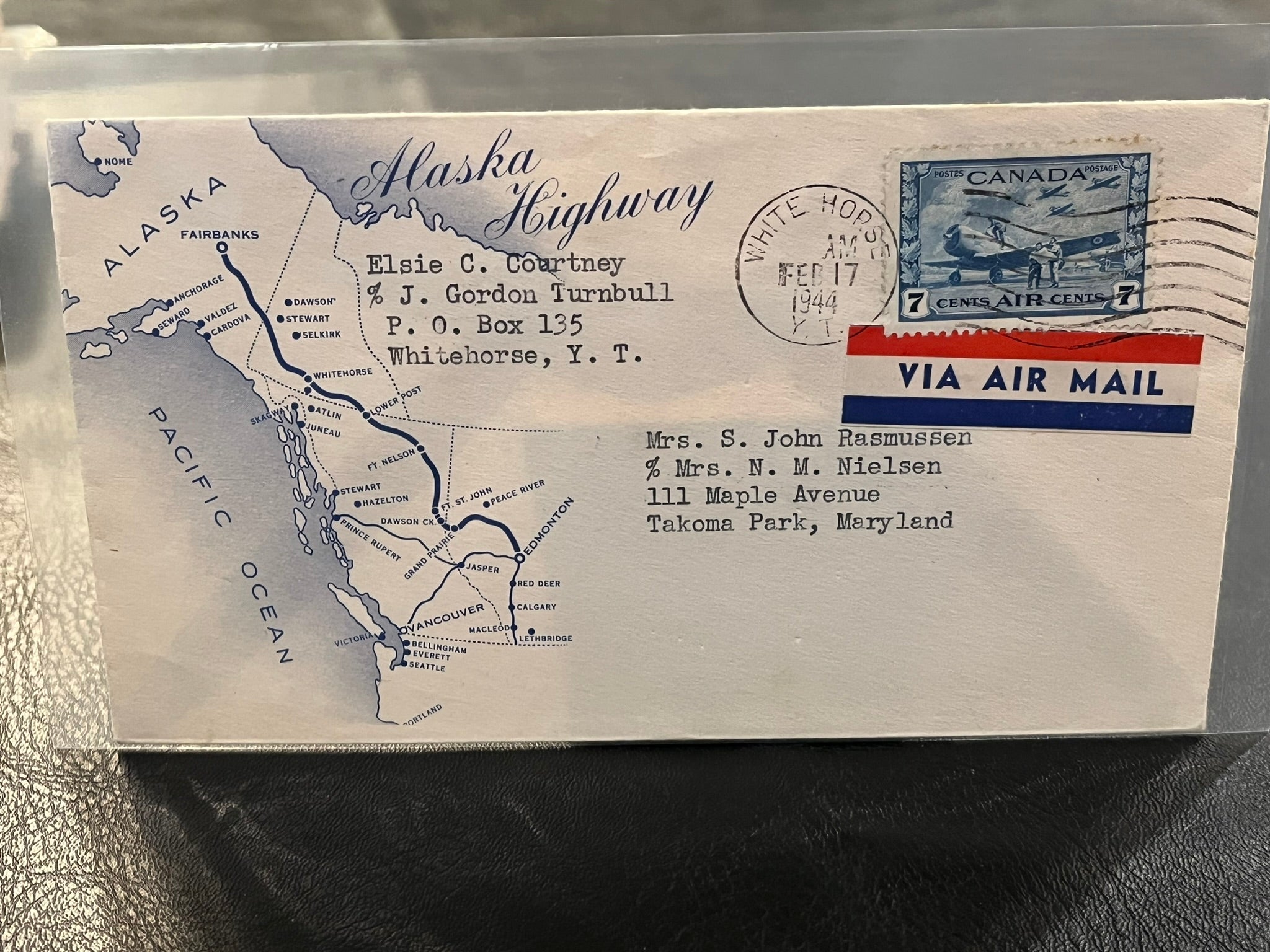Alaska Highway Cachet. Postmarked White Horse. 1944 – History Bound
