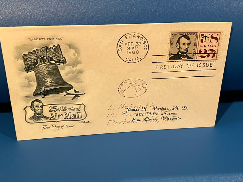 25c International Air Mail FDC. Artmaster cachet. 1960