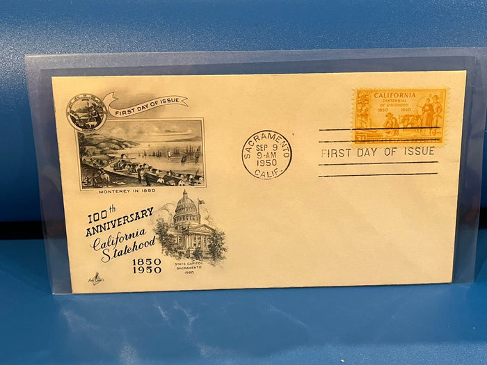 California 100th Anniversary FDC. Art Craft Cachet. 1950