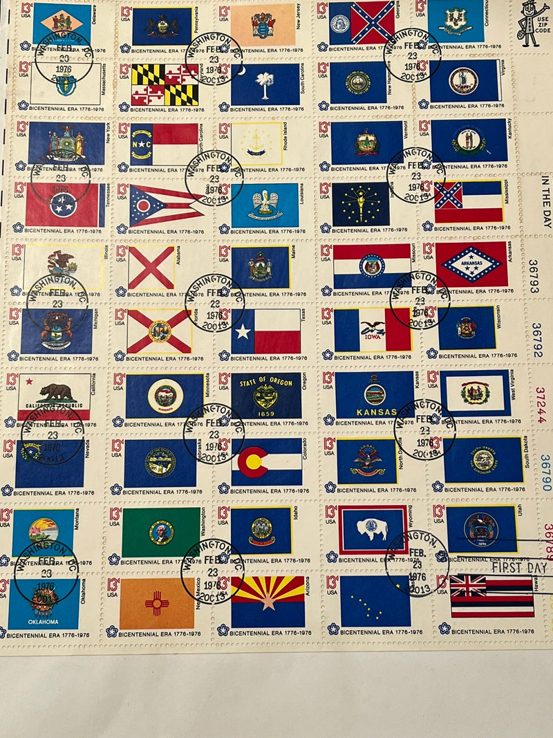 Bicentennial State Flags FDC. All 50 state flags on one large envelope.