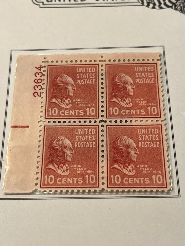 John Tyler plate block - 1938