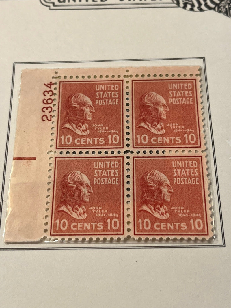 John Tyler plate block - 1938