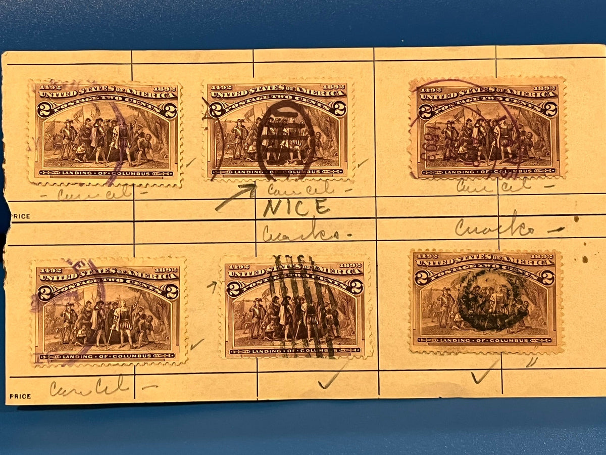 Landing of Columbus - 2c - set of 6 - various cancel marks