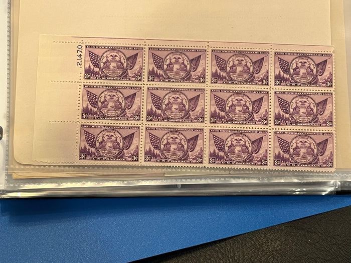 3c Michigan Centenary sheet of12 stamps