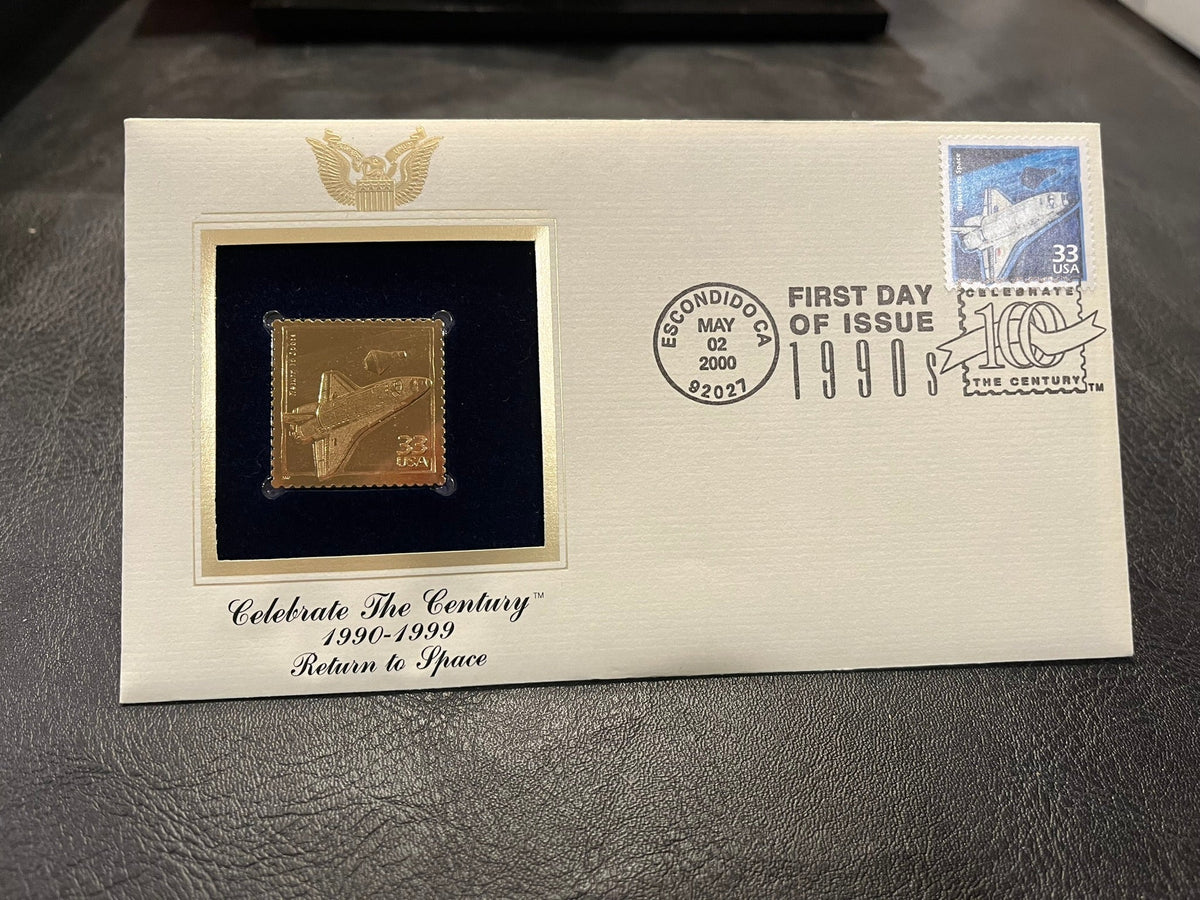 Space Shuttle with gold stamp replica