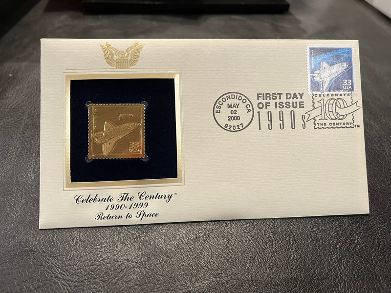 Space Shuttle with gold stamp replica